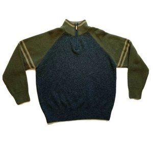 Vintage Arizona Wool Blend‎ Sweater Mens Medium 1/4 Zip Chunky Knit Color Block